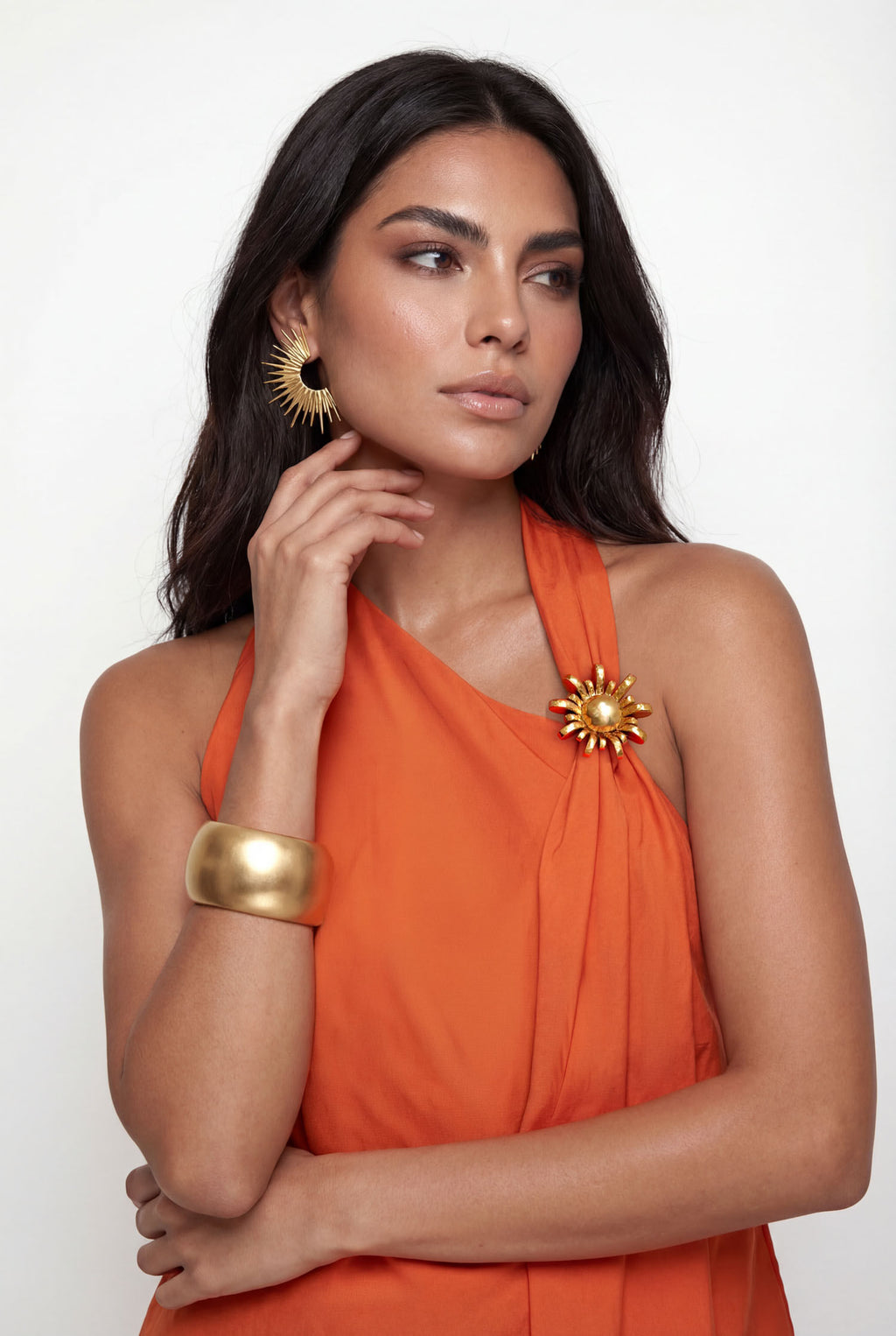 Blusa Com Aviamento No Busto ACT Feminina Vibrant Orange