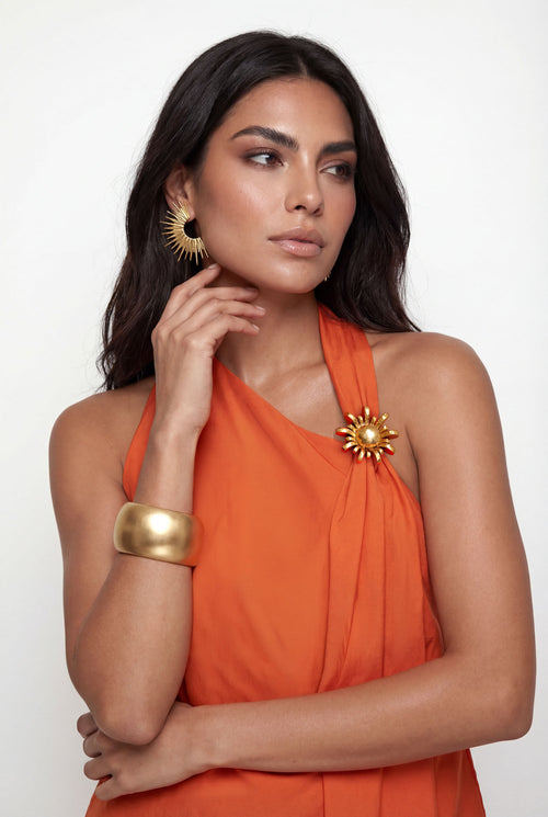 Blusa Com Aviamento No Busto ACT Feminina Vibrant Orange
