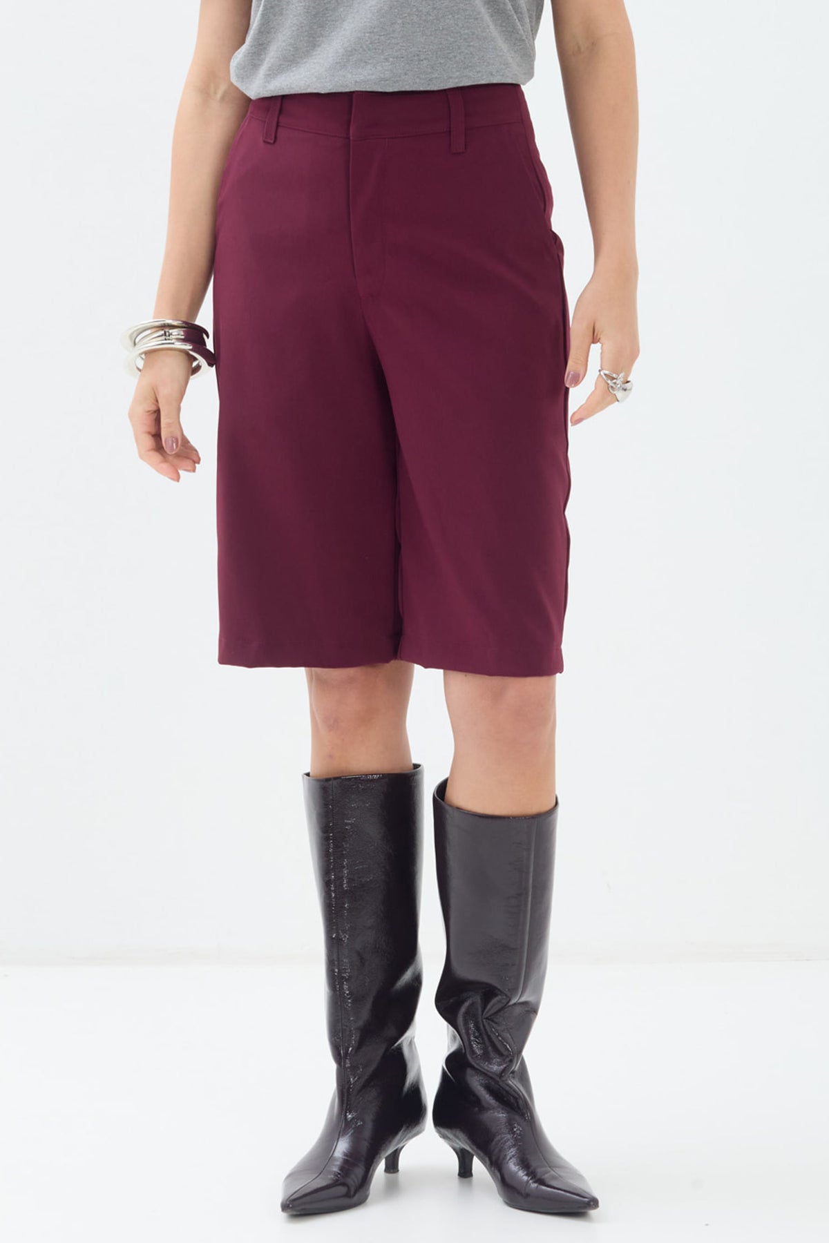 Bermuda Alfaiataria Clássica ACT Feminina Deep Ruby