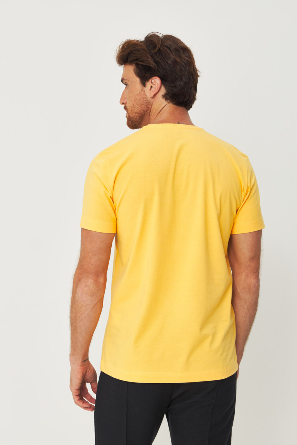 Camiseta Mini Lettering Masculina Acostamento Amarelo Manga