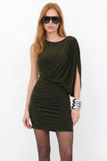 Vestido Drapeado ACT Feminino Midnight Green