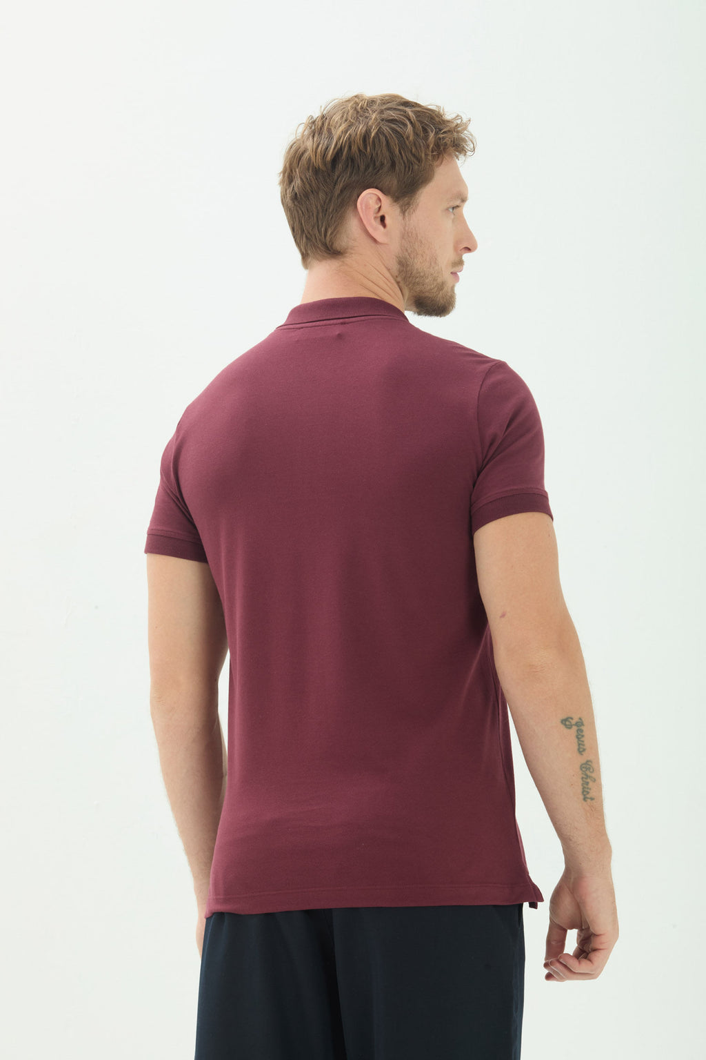Polo Básica Masculina Acostamento Bordo Malbec