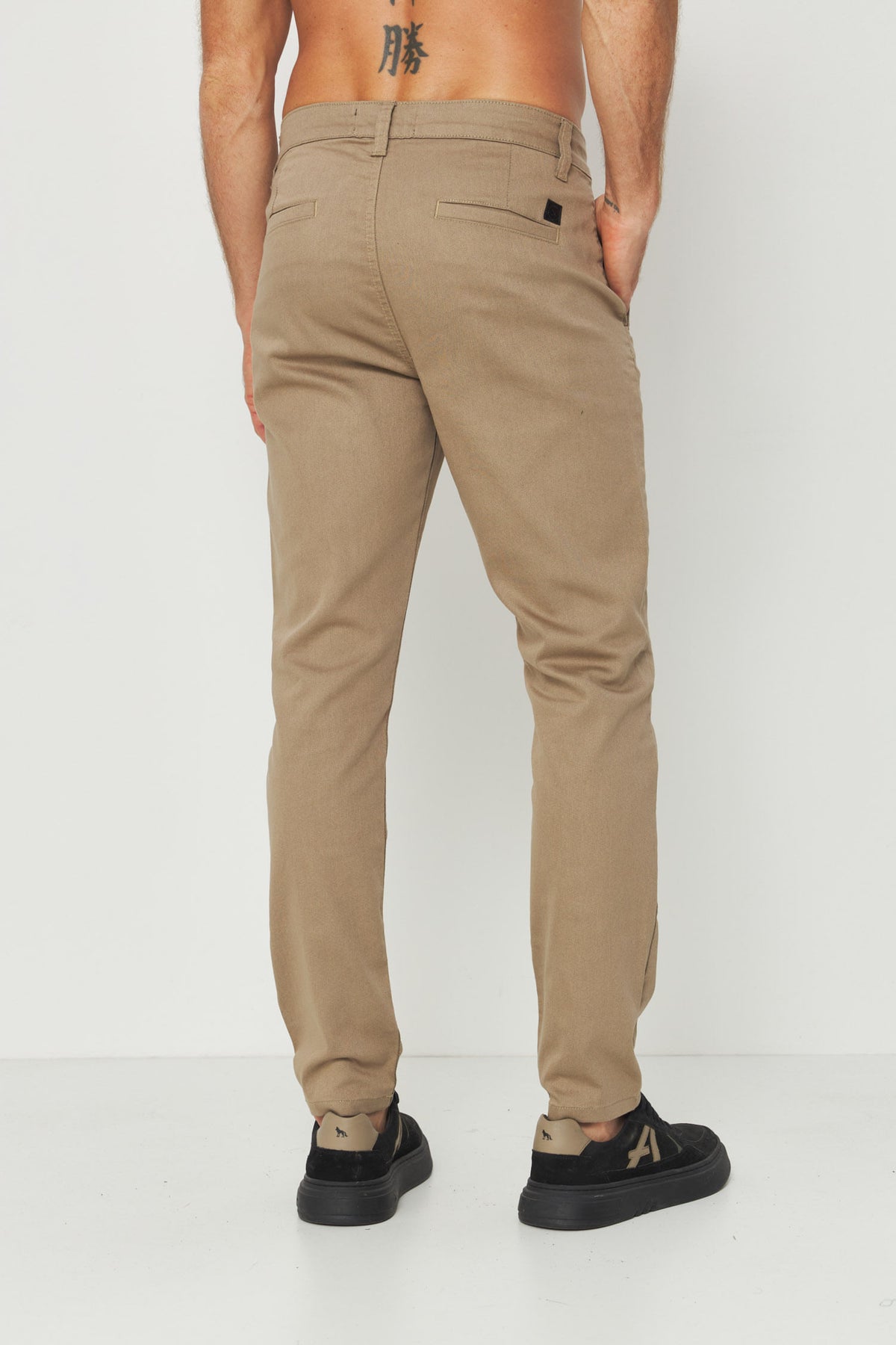 Calça Sarja Casual Masculina Acostamento Caqui