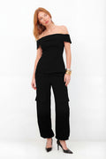 Blusa Ombro A Ombro Alfaiatada ACT Feminina Deep Brown