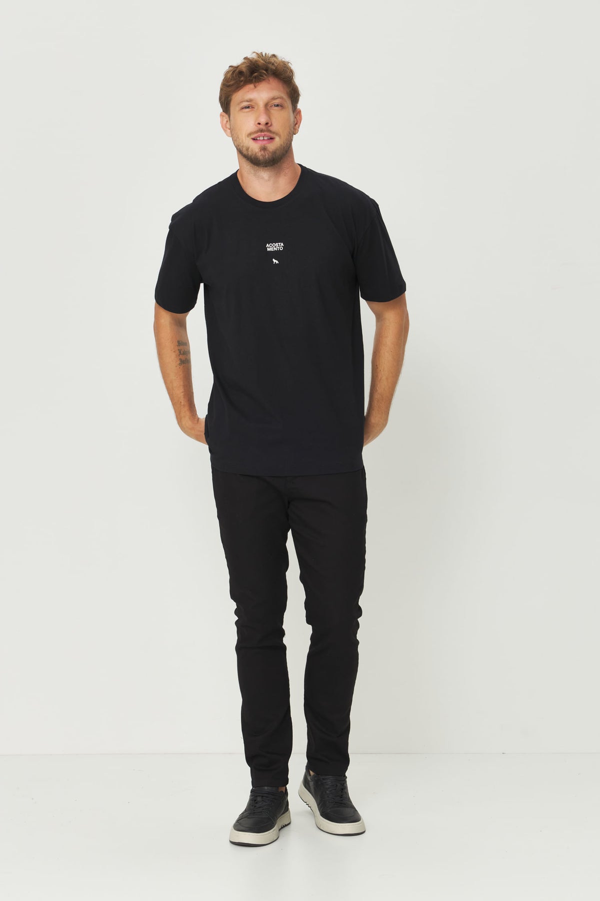 Camiseta Big Shirt Estampa Costas Masculina Acostamento Preto