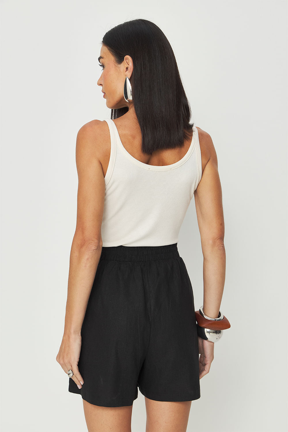 Short em Linho com Nervura ACT Feminino Preto